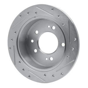 Hyundai Elantra Brake Rotor (1) - Rear Left - R1 Concepts - Drilled & Slotted - Silver - `07-`10